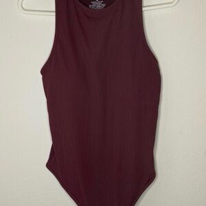 Klassy Network Maroon Ribbed Bodysuit